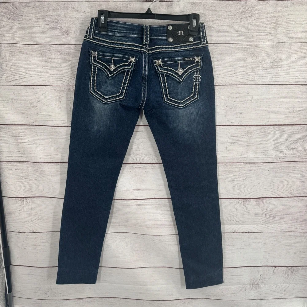 Miss Me Signature Skinny Jeans Size 26 Embellished Pockets Dark‎ Wash Denim